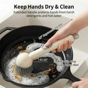Press Clean Soap Dispensing Pot Scrub Brush
