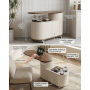 Nordic Curved Lift Top Mobile Coffee Table