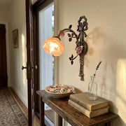 Lantern Garden Vintage Copper Flower Wall Lamp