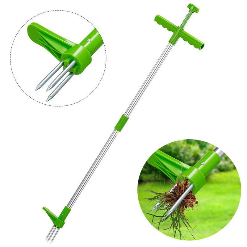 Stand-up weed puller with long handle included in kit