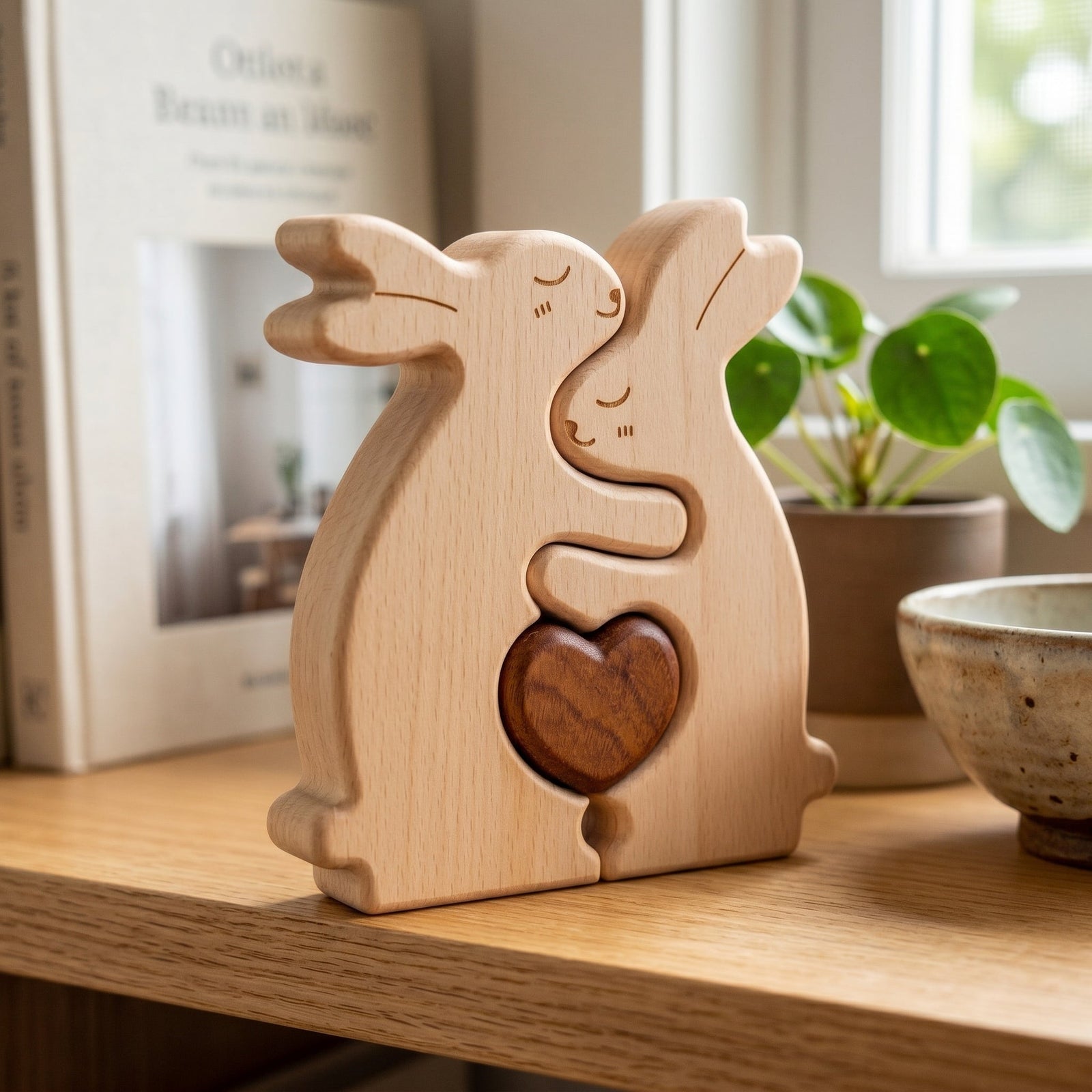 Bunny Family Wooden Puzzle Home Decor