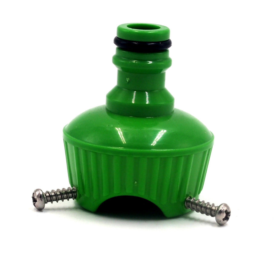 Self-coiling garden hose detail