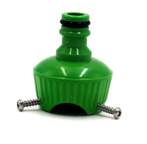 Self-coiling garden hose detail