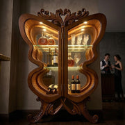 Butterfly Wing Wooden Wine Cabinet