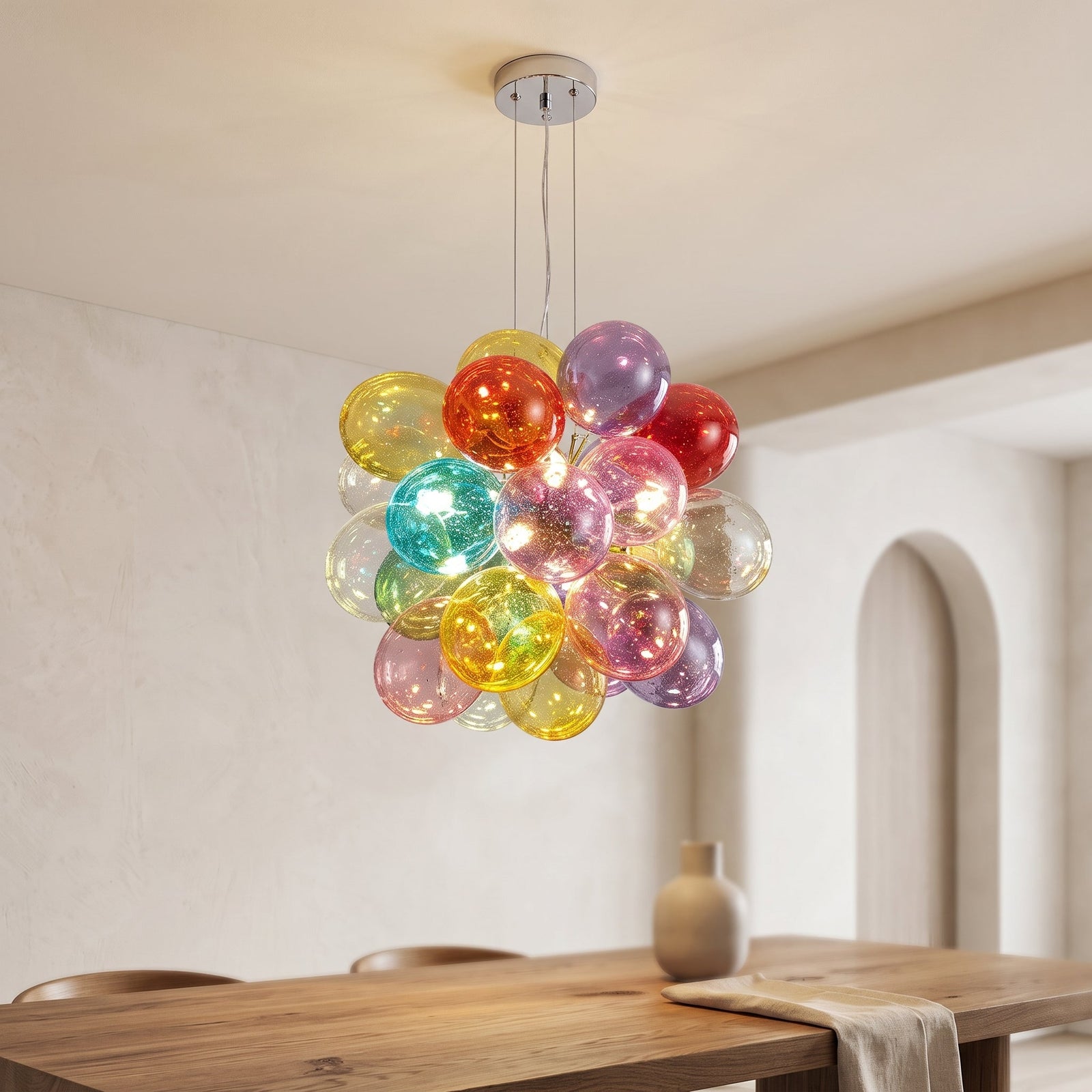 Bubbleburst Colorful Glass Orb Pendant Chandelier