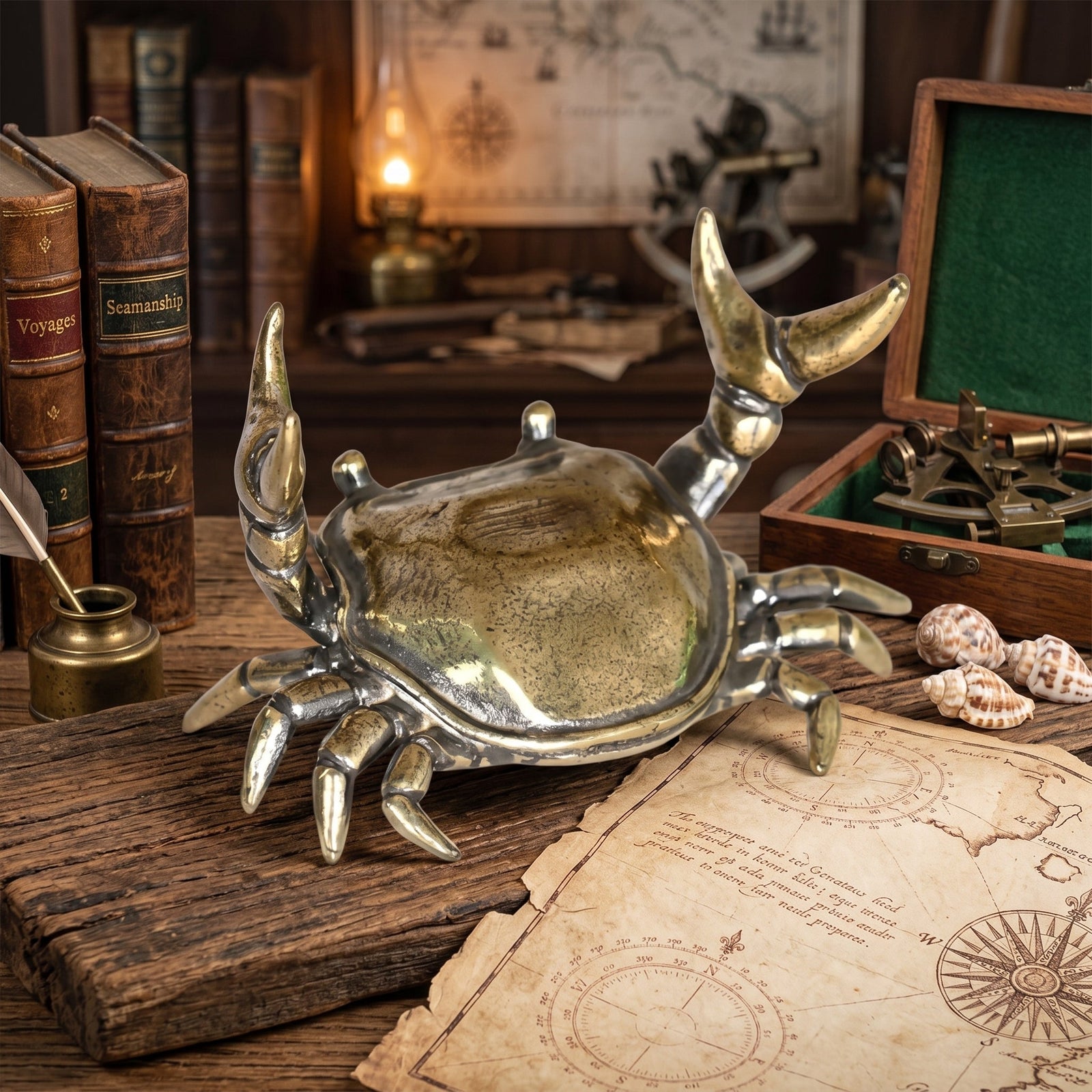 Coastal Crab Sculpture Vintage Desktop Statue