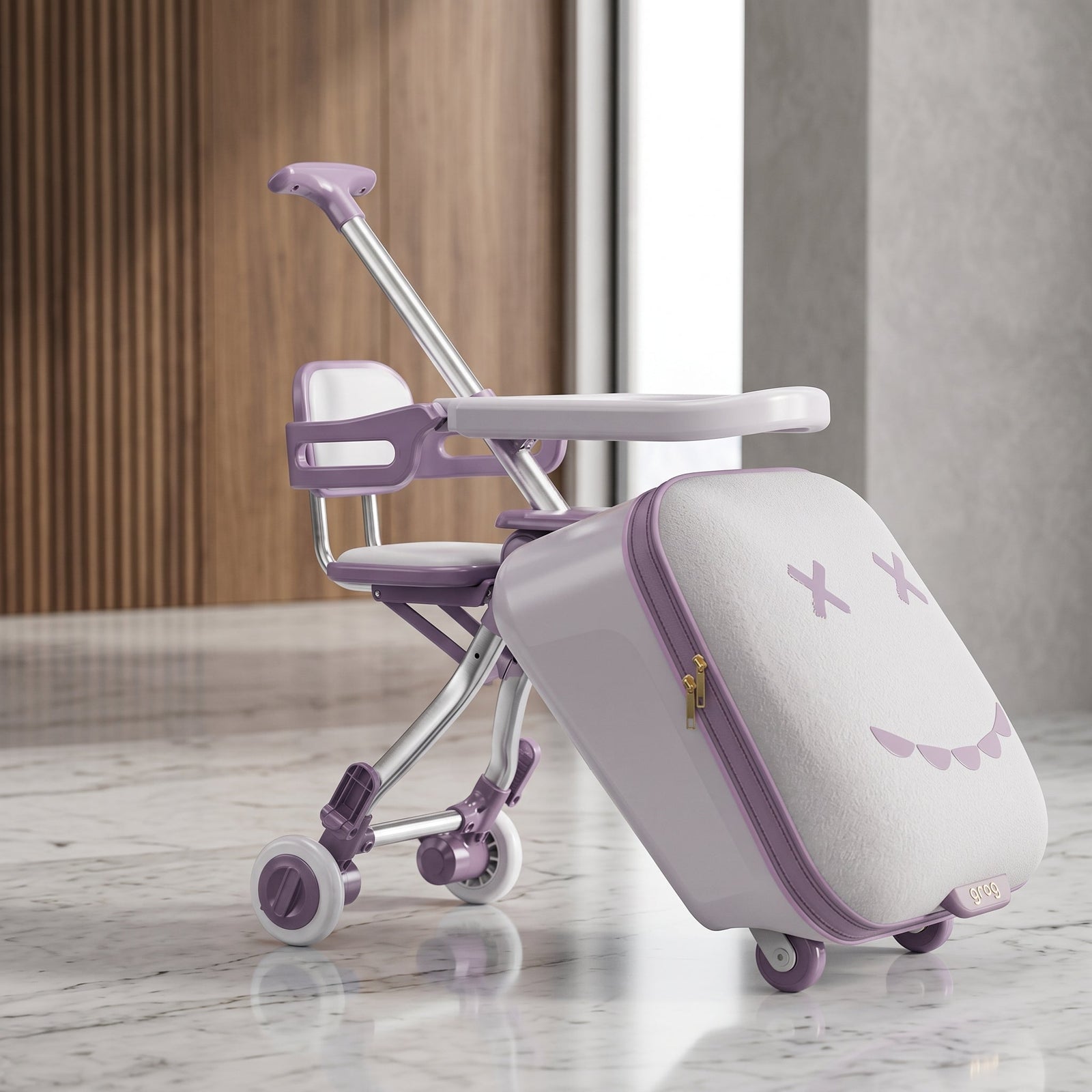 Hop On Kids Ride-On Travel Suitcase Stroller