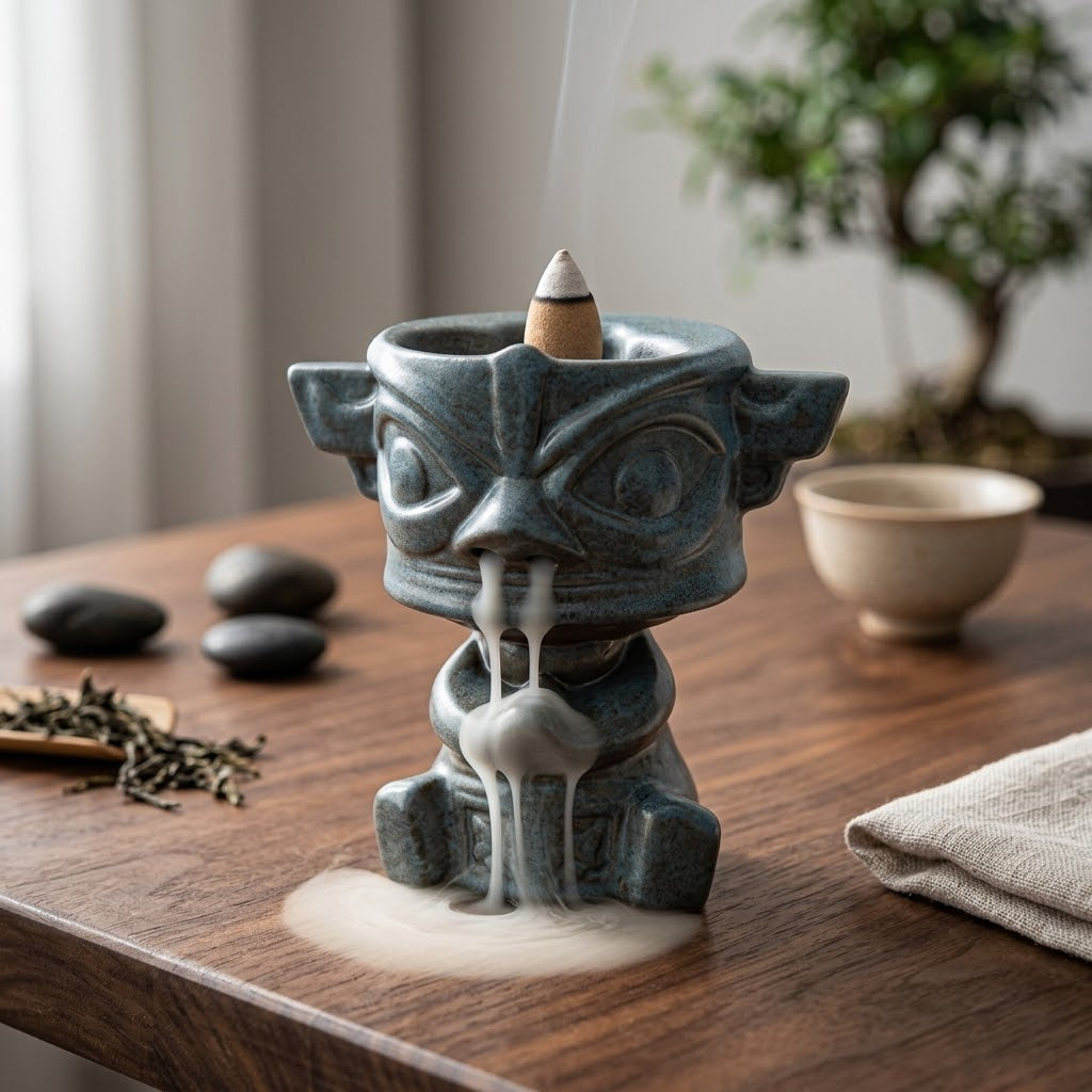 Ancient Mask Waterfall Incense Burner Holder