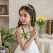 Forest Fairy Green Vine Pearl Kids Braided Headband