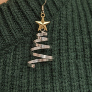 Spiral Christmas Tree Dangle Earrings