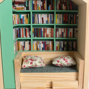 Wooden Library House Reading Nook Miniature