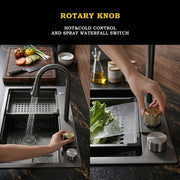 Elegant Stainless Steel Waterfall Kitchen Sink