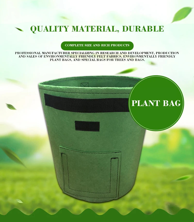 Green felt plant grow bag durable material
