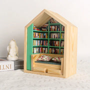 Wooden Library House Reading Nook Miniature