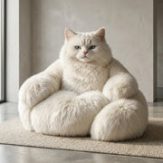 Lazy Giant White Cat Plush Lounge Sofa