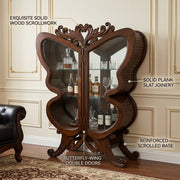 Butterfly Wing Wooden Wine Cabinet