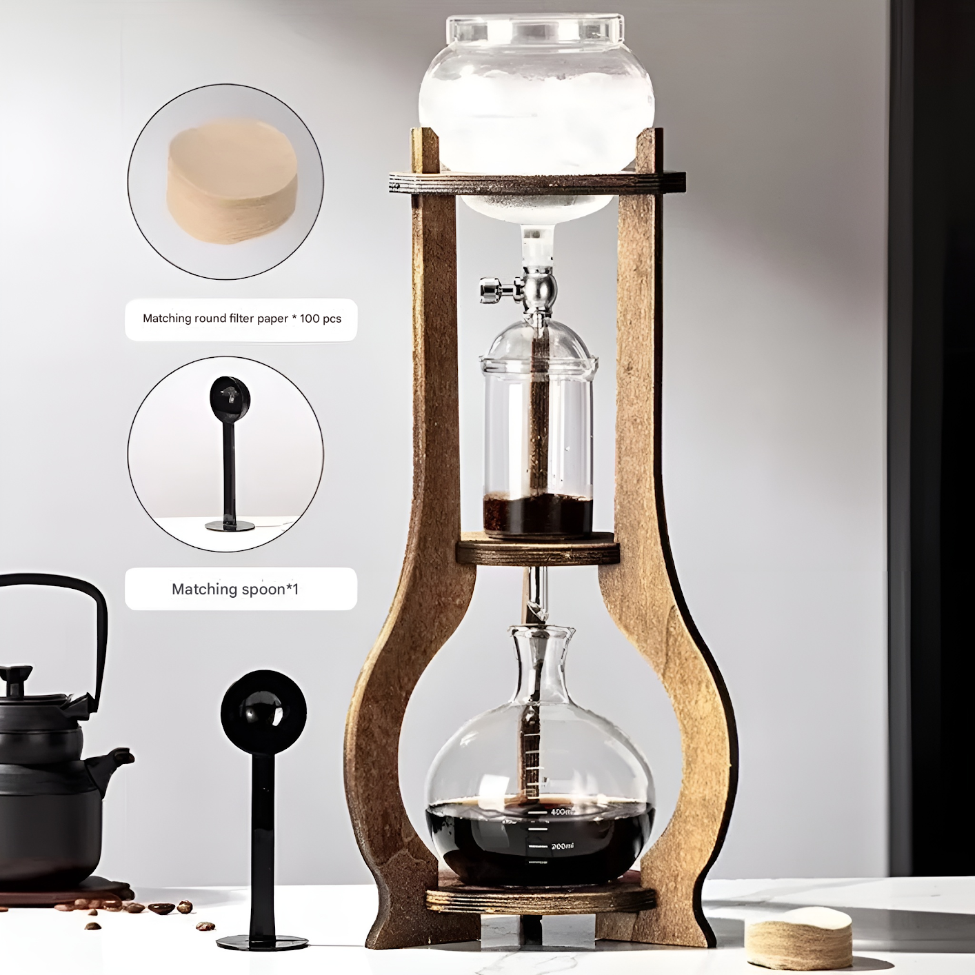 Wooden Handcrafted Ice Drip European Coffee Maker