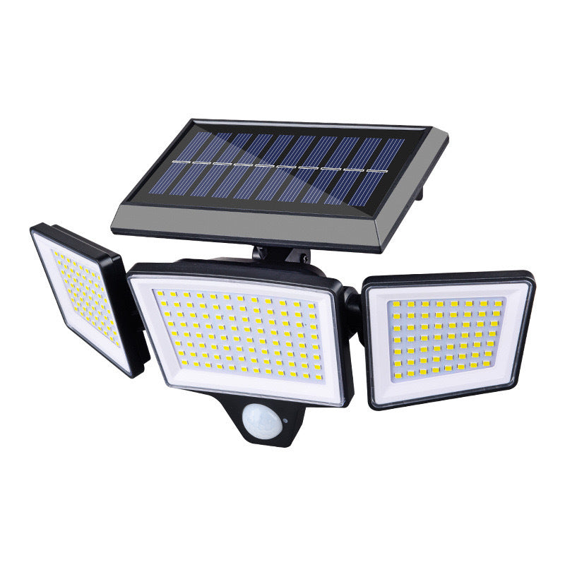 3-head integrated-panel 208 LED solar motion sensor outdoor light