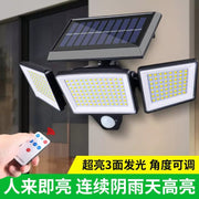 3-head integrated-panel 208 LED solar motion sensor light with remote