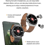 Classical Style Leather Built-in Bluetooth Headphones Smart Watch