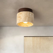 Monolith Stone Wood Surface-Mounted Ceiling Light
