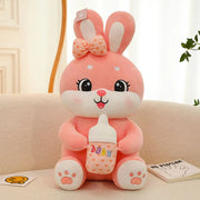 Sweet Bottle-Hugging Bunny Plush