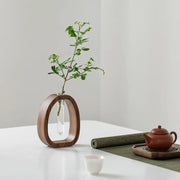 Oval Wood Frame Single Stem Vase