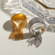 18K Gold Tassel Statement Adjustable Ring