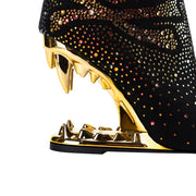 Tiger Gleam Rhinestone Skull High Heel Shoes