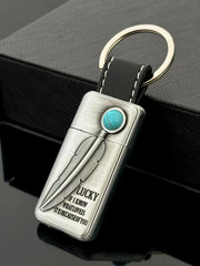 Turquoise Stone Vintage Metal Keychain Lighter
