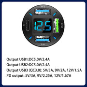 4-Port Digital Car Lighter Fast Charger