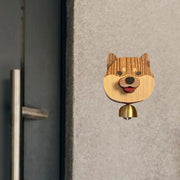 Playful Shiba Dog Face Wooden Doorbell