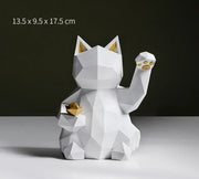 Nordic Minimalism Geometry Lucky Cat Statues