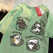 Cat Coffee Lover Funny T-Shirt