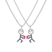 2pcs Double Love Heart Necklace