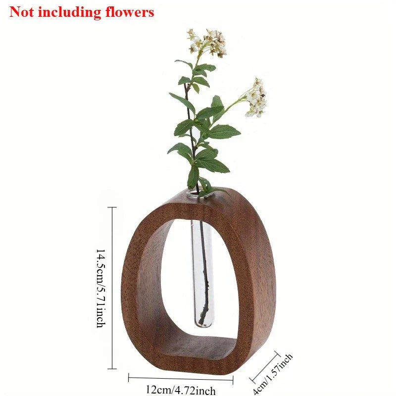 Oval Wood Frame Single Stem Vase