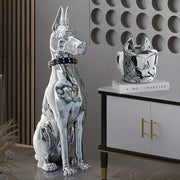 Shiny Doberman Elegant Floor Sculpture
