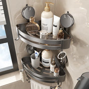 No-Drill Suction Powered Corner Bathroom Organizer