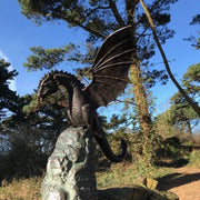 Majestic Fire-Breathing Dragon Fountain Sculpture