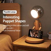 Lunar Robot Astronaut Wooden Table Lamp