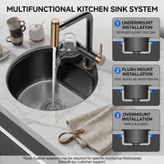 Orbico Deep-Basin Round Stainless Steel Kitchen Sink