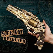 Mechanical Steampunk DIY Wooden Puzzle Toy Revolver