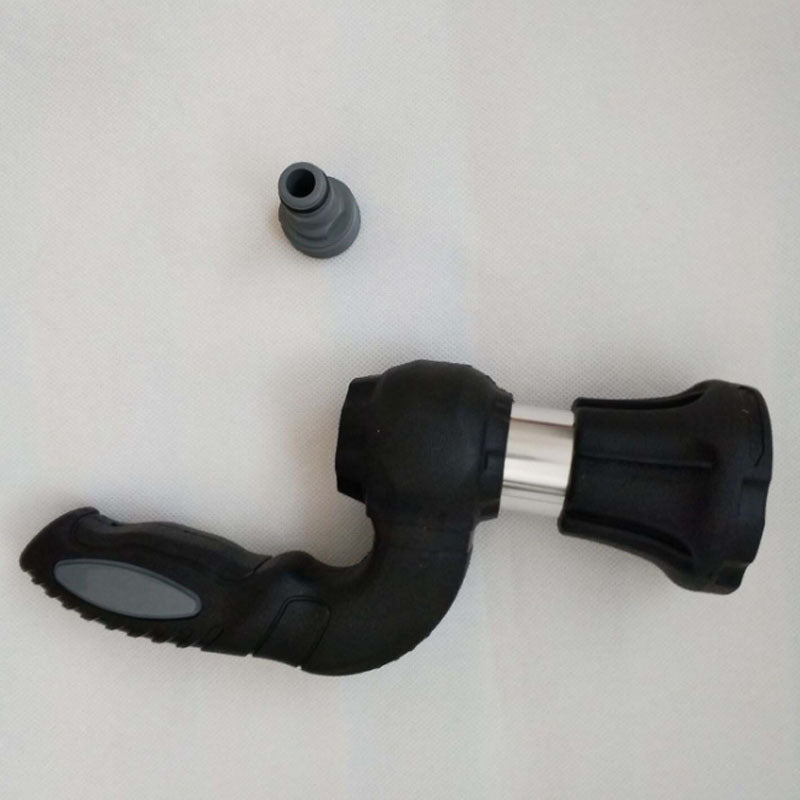 High-pressure garden hose nozzle spray pattern close-up