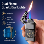 Twin Jets Quartz Dial Dual Flame Metal Lighter