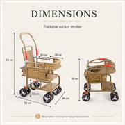 Bellaria Lightweight Vintage Rattan Summer Baby Stroller