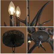 Rustic Antler Black Shade Ceiling Chandelier
